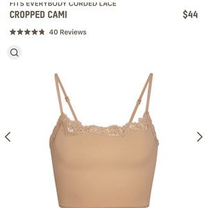 Skims cropped lace top. Never worn
